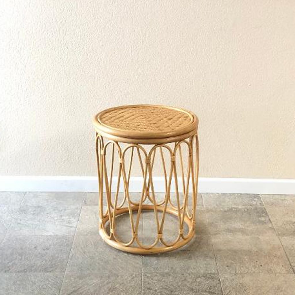 Alice, Round Natural Rattan Side Table Chloe's Vintage