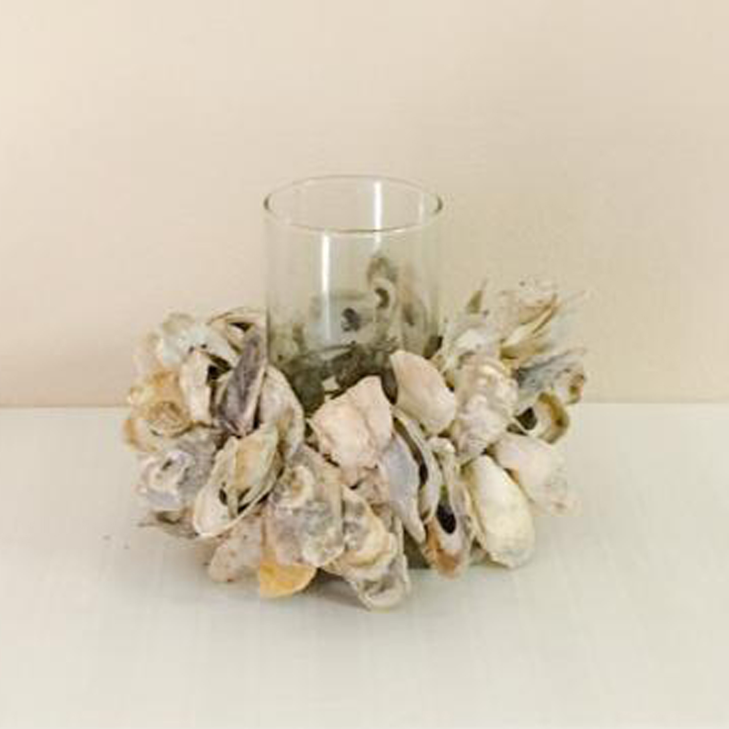 Small oyster shell votive candle holder